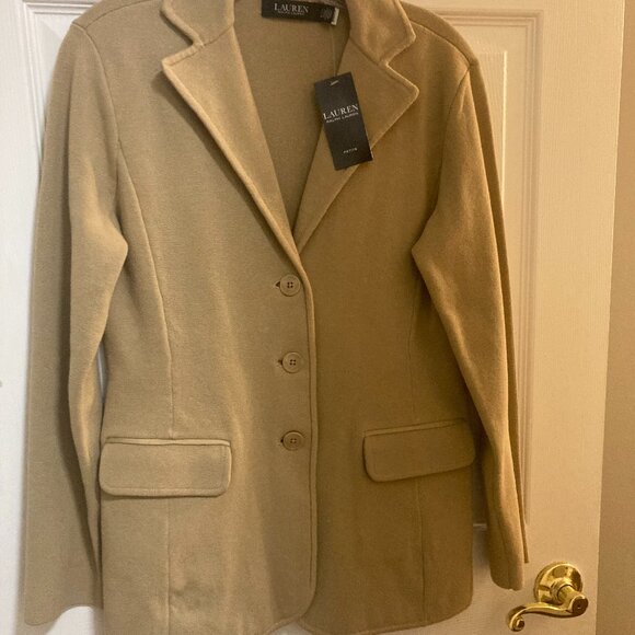 New Ralph Lauren Tan Sweater-Knit Blazer S - Picture 6 of 6